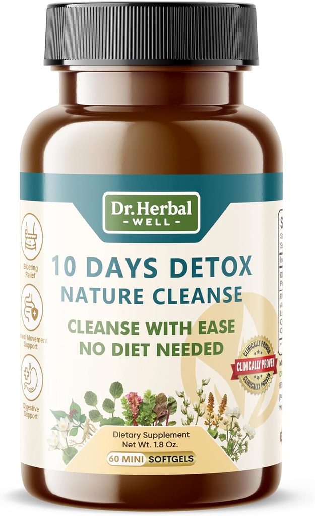10 dagen Detox natuurlijke reiniging met gemak Geen dieet nodig (60 Mini Softgels)