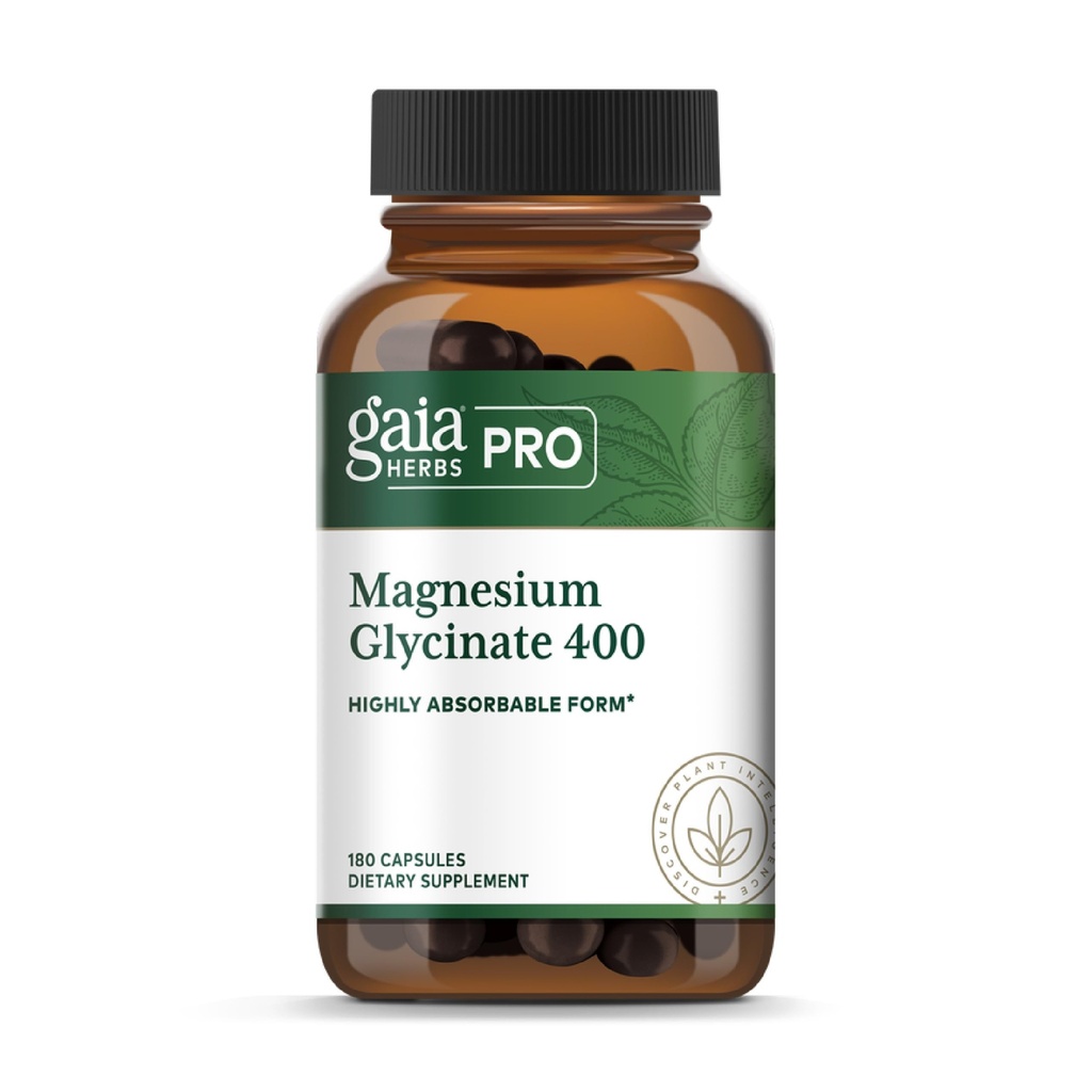 Gaia Herbs PRO Magnesium Glycinate 400mg, 180 Capsules, 60 Servings