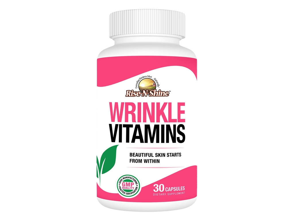 Rise-N-Shine Everyday Desires MET Naturally Wrinkle Vitamins Skin Supplement with Collagen, Resveratrol, Aloe Vera, Grape Seed and More 30 Count