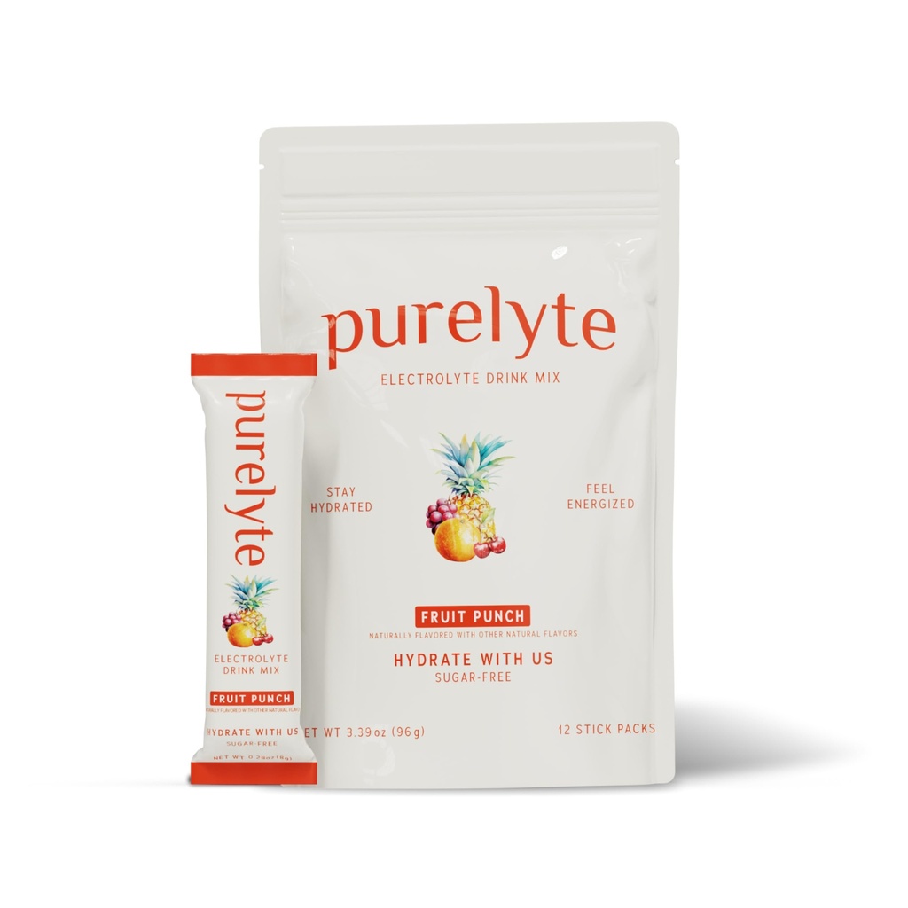 Electrolyte Drink Mix – Sugar-Free Hydration Powder Packets – Clean Electrolytes with Trace Minerals – Keto, Vegan, Gluten-Free – No Artificial Sweeteners – 12 Sticks – Fruit Punch
