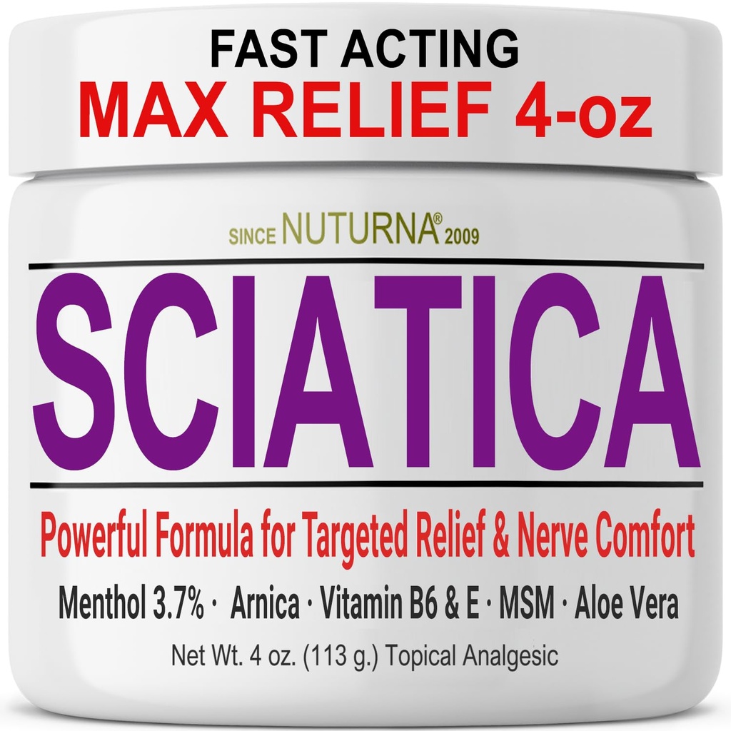 Sciatica nerve crème - maximale sterkte Comfort crème voor voeten, handen, benen, tenen, rug - natuurlijke Ultra sterkte Arnica, MSM, Menthol, rustgevende comfort, grote 4 Oz