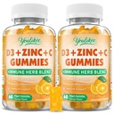 2 Pack Vitamin C + D3 + Zinc Gummies for Adults, Immune Support Supplement with Elderberry, Echinacea & Mullein Leaf - Antioxidant Support, Sugar Free, Orange Flavor, 120 Count