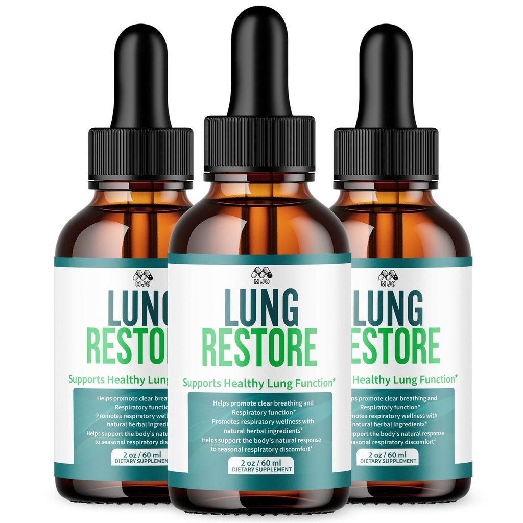 (3 Pack) Lung Restore Drops, Official LungRestore Liquid Supplement Drops with All Natural Ingredients, Lung Restore Advanced Lungs Wellness Support with Premium Vitamins for Women & Men (90 Servings)
