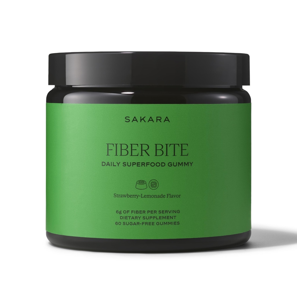 SAKARA Fiber Gummies for Gut Health & Digestive Support | 6g Prebiotic Fiber | Sugar-Free, Plant-Based | Strawberry Lemonade | 60 Count