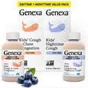 Genexa Kids' Clean Day & Night Cough Medicine, Dye Free, 0% kunstmatige additieven, kinderhoest, borstcongestie, Runny neus & niezen Relief, Leeftijden 6+, Biologische Blueberry Flavor, 8 fl oz (2 Pack)
