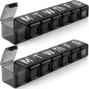 2 Pack Extra Large Wekelijkse Pillen Organisator, BPA Gratis Pillen Box 7 Dag met XL Compartiment voor Visolie, Reizen Vriendelijke Geneeskunde Organisator Pillenkast voor Vitaminen, Complementen