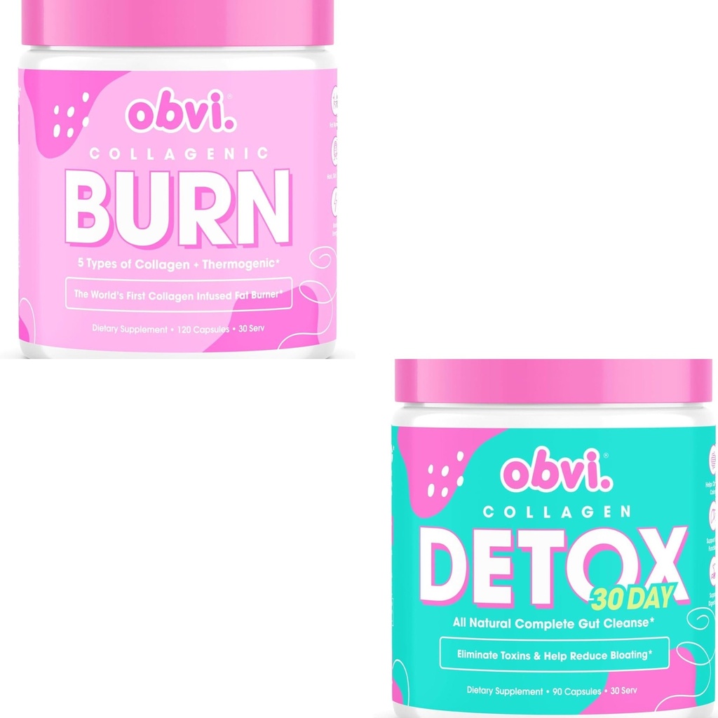 Obvi Collagenic Burn and Detox Colon Cleanse Supplement | Supports Metabolism, Energy, Focus| Promotes Digestive and Gut Health, Bloating Relief, Helps Remove Toxins