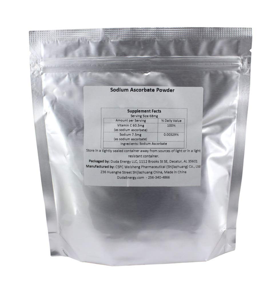 Sodium Ascorbate Powder, 2 lb Bag Food Grade FCC USP BIoActive Non-GMO Vitamin C Contains Ascorbic Acid