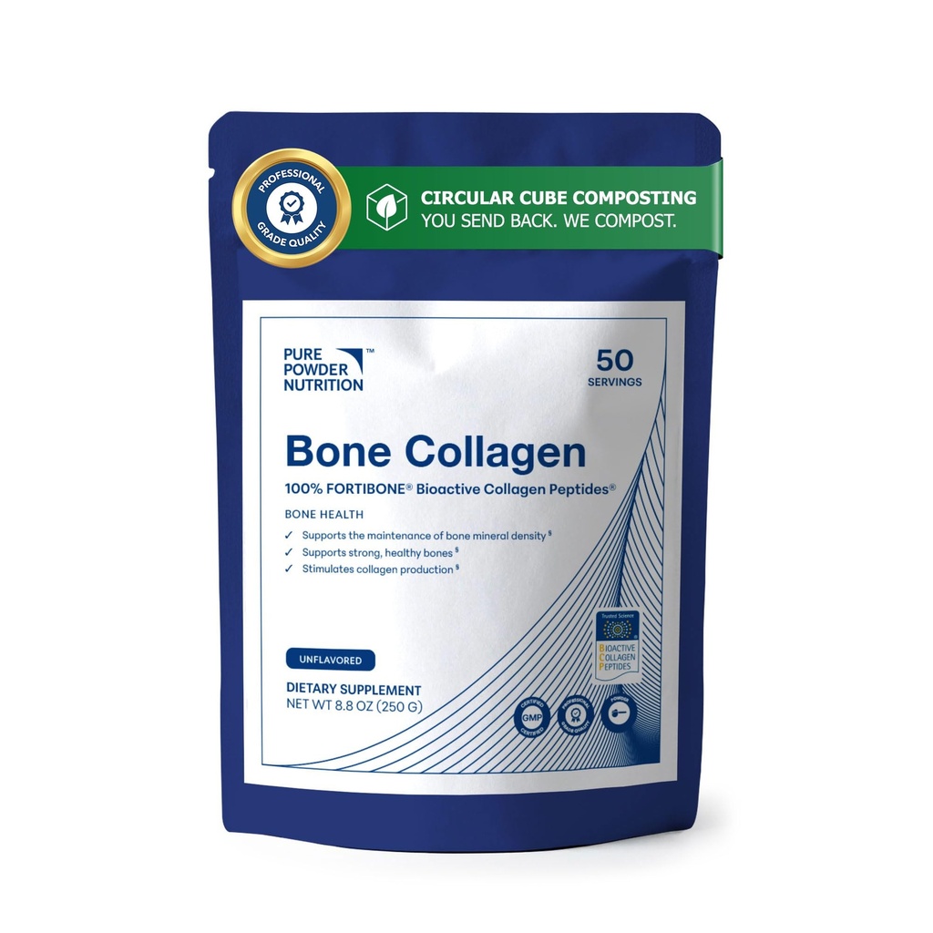 Bone Collagen with FORTIBONE Bioactive Collagen Peptides for Bone Health | 50 Serves (No Flavor) | Powder