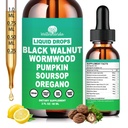 Liposomal Wormwood Black Walnut Clove Cleanse for Humans Drops, Organic 9-in-1 Herbal Extract Hull Supplement Plus Oregano, Soursop & Pumpkin Seed for Gut Detox & Digestive Health丨Vegan,30 Days Supply