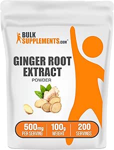 BulkSupplements.com Gemberwortelextractpoeder - Gembersupplement, Gemberwortelpoeder - Kruidensupplement, Glutenvrij, 500mg per portie, 500g (1.1 lbs) (verpakking van 1)