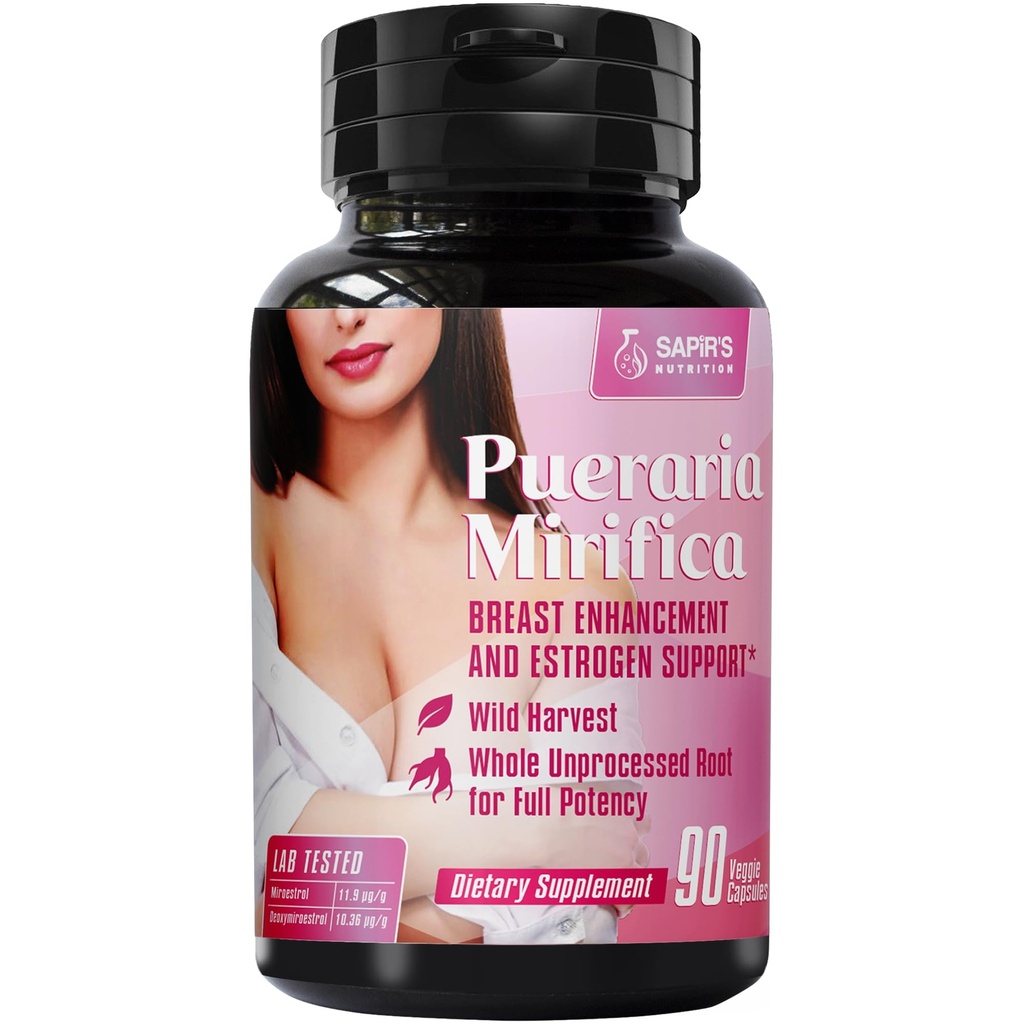 Pueraria Mirifica Capsules 2000mg Daily - Breast Enhancement Pills and Estrogen Supplement for Women and Men, Breast Enlargement Pills for Women and Transgender - Breast Growth Breast Enhancer