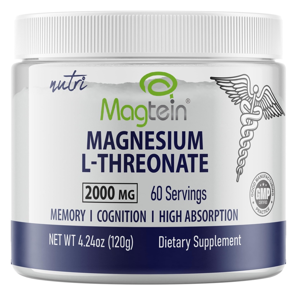 Nature's Fusions Magnesium Powder - 60 Servings - 2000mg Per Serving - Tasteless, High Absorption Magnesium Supplement for Brain Health, Sleep & Cognitive Function - Magnesium Powder 4 oz, 120g