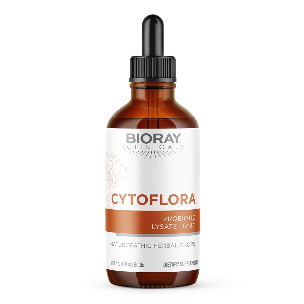 BIORAY Clinical CytoFlora - 4 fl oz - Probiotic Immunity Tonic - Improves Bowel & Gut Function - Non-GMO, Vegetarian, Gluten Free