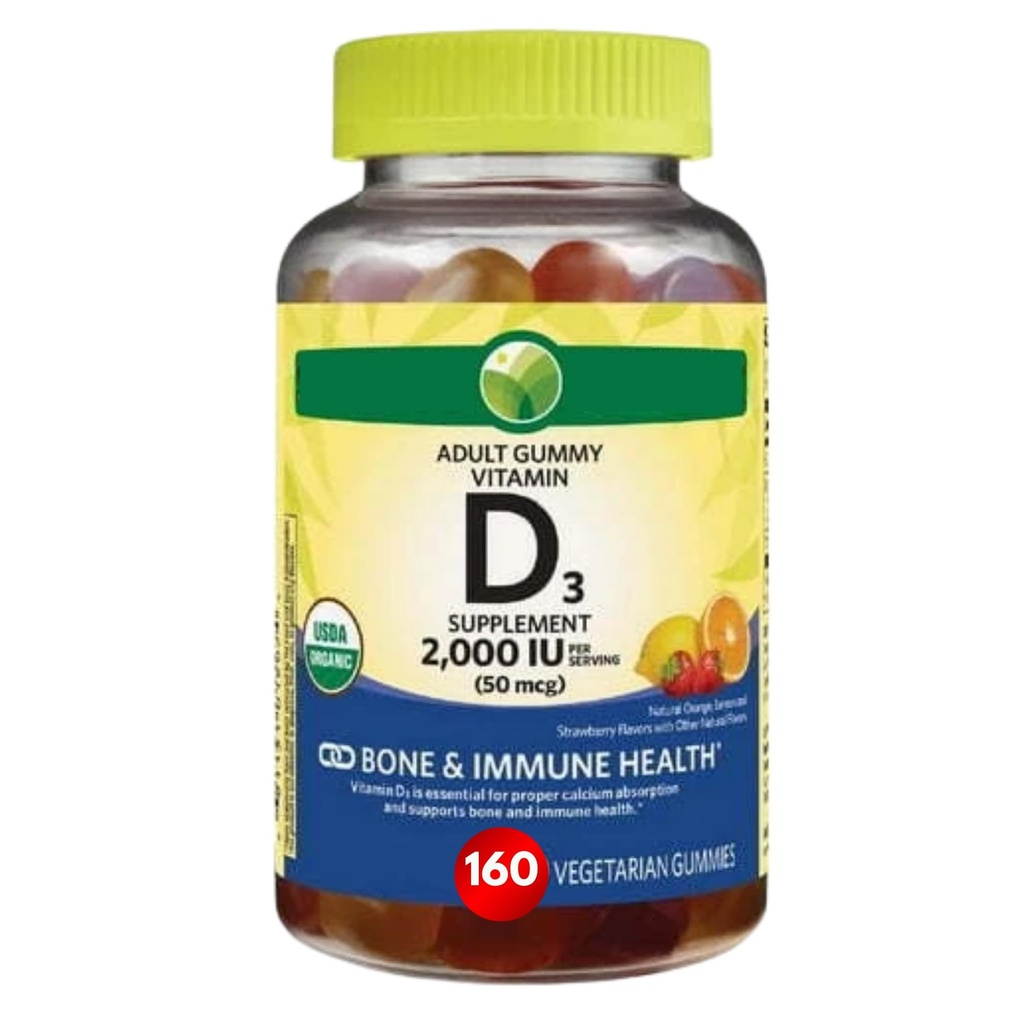 KP+ Vitamin D3 | Vitamin D3 Gummies 2000 IU | Bone & Immune Health Support | Vegetarian Gummies with Natural Flavors | 160 Count | Pack of 1