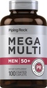 Piping Rock Multivitamin for Men Over 50 Plus | 100 Caplets | with Vitamin D3, Potassium, Folate | Daily Mega Multi Mineral Supplement | Non-GMO, Gluten Free