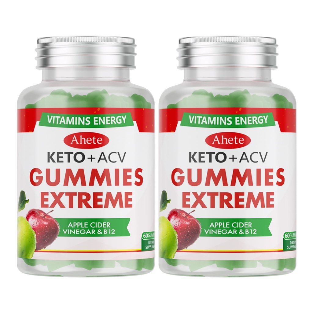 Keto Apple Cider Vinegar Gummies with Vitamin B6, B12, Folate & Beet Root, Keto ACV Gummy Supports Daily Wellness & Metabolism, Natural Apple Flavor, 120 Gummies (60 Day Supply)
