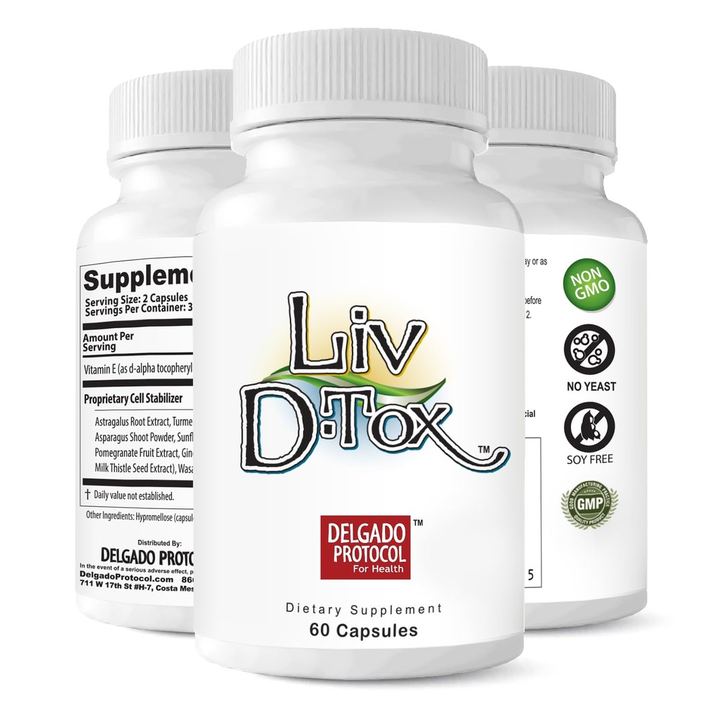 Liv D-Tox - 3-Pack 180 Capsules Total - Liver Detox and Cleanse Support Health Supplement, with Turmeric Root Extract, Milk Thistle, Astragalus, Wasabi Root, and Asparagus (3)