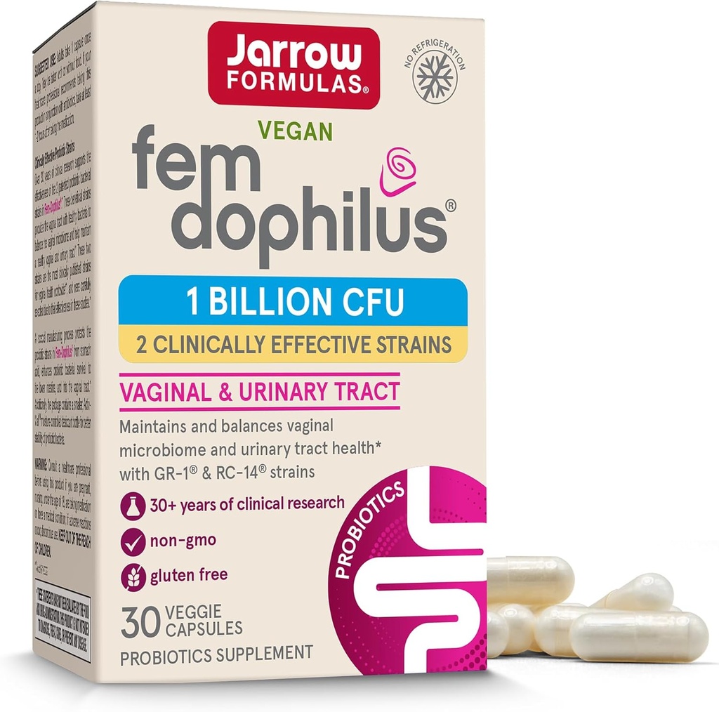 Jarrow Formulas Fem-Dophilus - 1 miljard Organismen Per Serving - 30 Veggie Capsules - Women