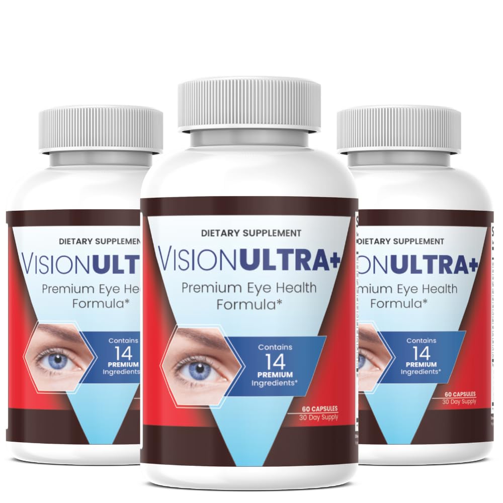 (3 Pack) Official VisionUltra+ Eye Health Support Supplement Premium Blend*, Vision Ultra+ Capsules Eye Health Formula with Lutein, Beta-Carotene, Vitamin B12 and Zinc, 180 Capsules