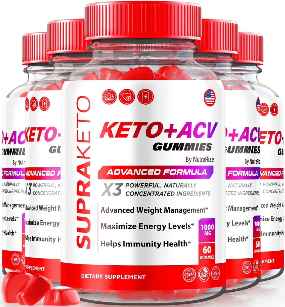 (5 Pack) Supra Keto ACV Gummies, Official Supra Keto + ACV Advanced Weight Loss Gummies, Natural Apple Cider Vinegar Gummy, Premium Keto Plus ACV Formula, ACV Keto Gomitas Review (300 Gummies)