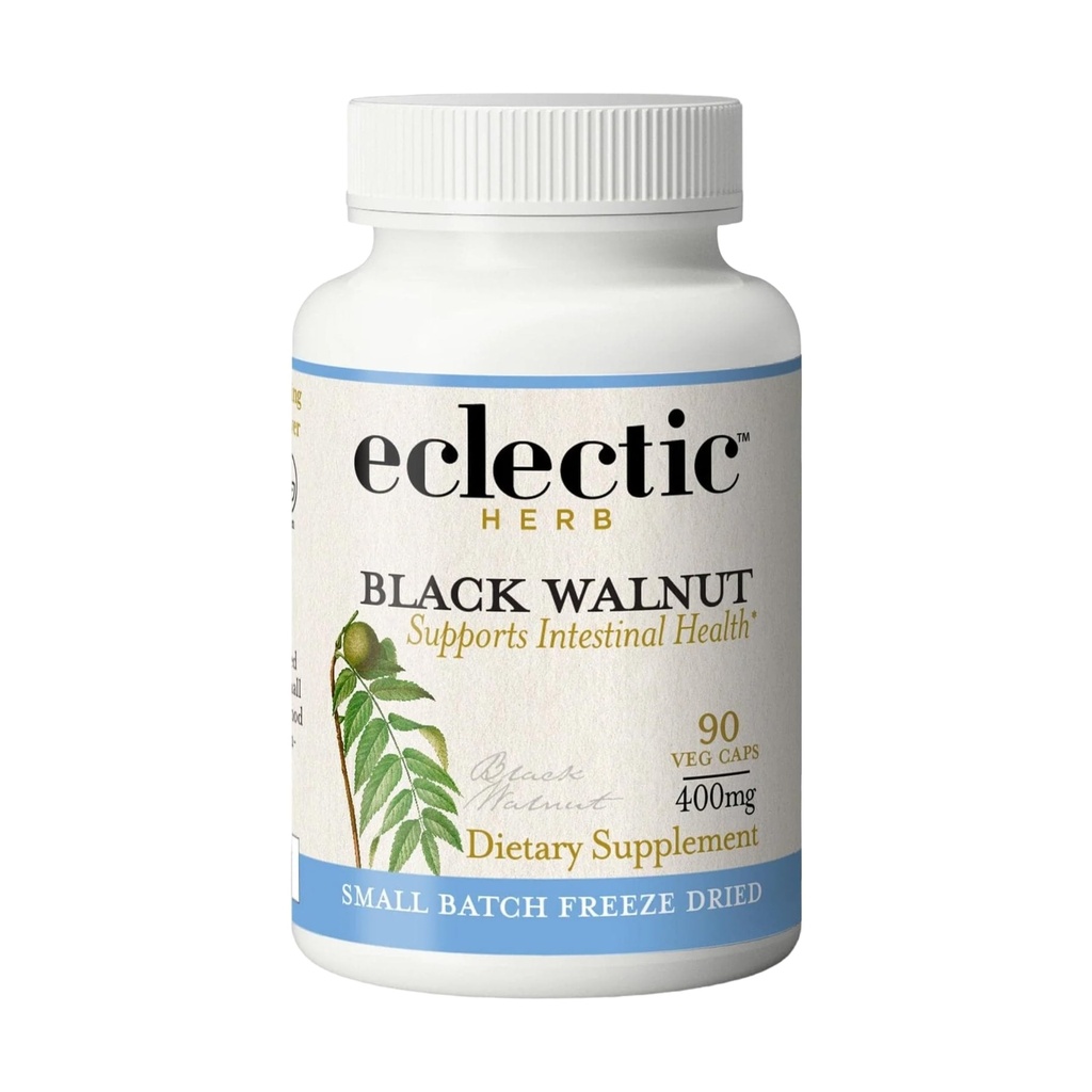 Eclectic Herb - Black Walnut Capsules | Intestinal Support, Detox & Cleanse | Antioxidant Support | US-Grown, Wildcrafted, Vegan, Non-GMO, Gluten Free (90 CT | 400 mg)