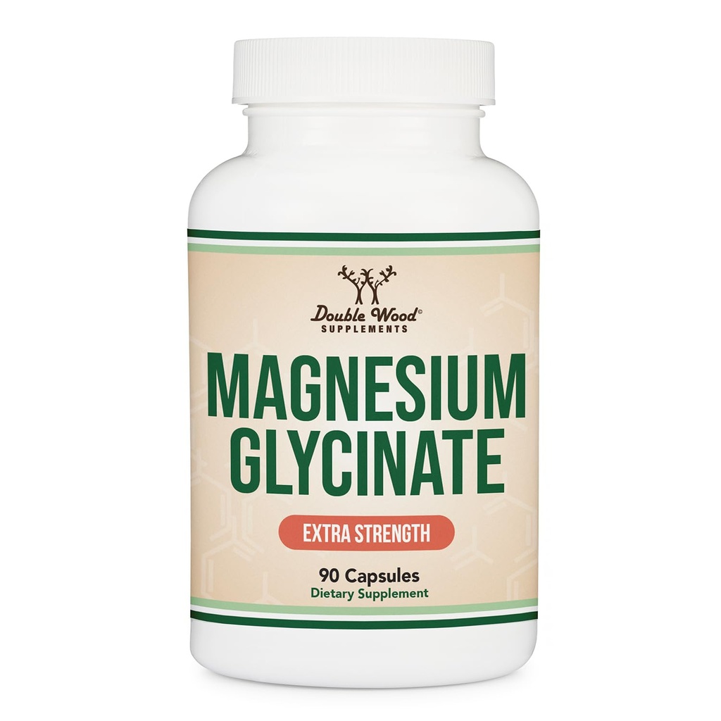 Magnesium Glycinate Extra Strength - 120mg of Elemental Magnesium per Capsule - 90 Capsules (Vegan Safe, Third Party Tested, Gluten Free, Non-GMO) by Double Wood Supplements