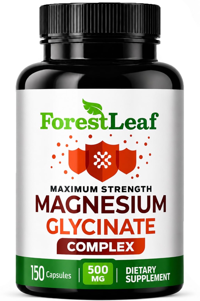 Magnesium Glycinate 500mg Complex - Magnesium Supplement Capsules for Sleep and Calmness - Non-GMO, 3rd Party Tested - 150 Pills for Women & Men by ForestLeaf