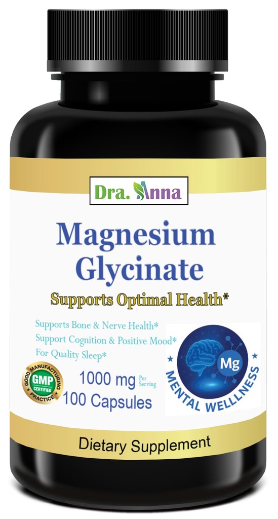 Magnesium Glycinate 500mg Per Capsule (1000mg Per Serving) – Essential Mineral Supplement for Muscle, Sleep, & Heart Health