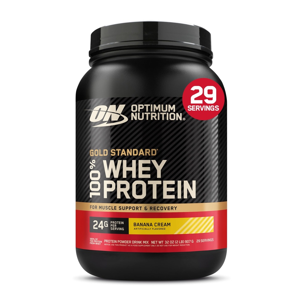 Optimum Nutrition Gold Standard 100% Whey Protein Powder, Banana Cream, 2 Pound (Packaging May Vary)