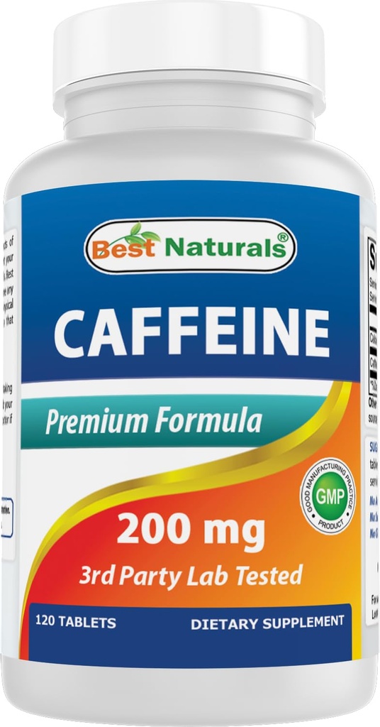 Best Naturals Cafeine Pillen 200mg, 120 Tellen