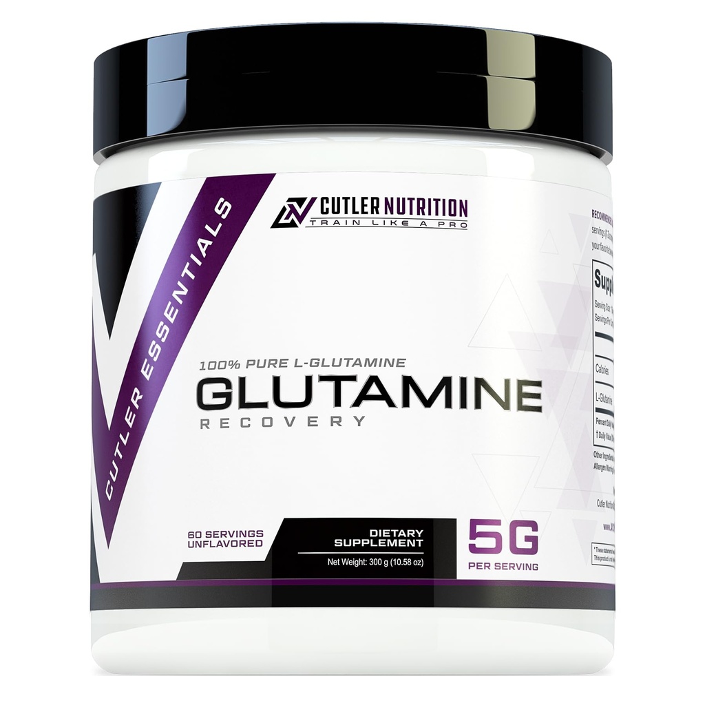 Cutler Essentials 100% Pure L-Glutamine voor Verbeterde Herstel, Lean Muscle Support en Verbeterde Eiwit Synthese, 60 porties