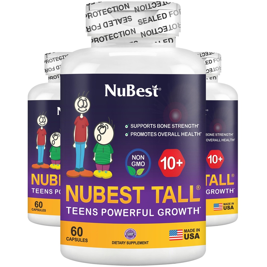 NuBest Tall 10+ - Advanced Bone Strength Formula - Supports Immunity, Healthy Development & Optimal Wellness - for Children (10+) & Teens Who Drink Milk Daily | Pack 3 | 3 Months Supply