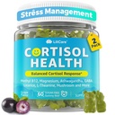 Cortisol Gummies for Women & Men, Sugar Free Cortisol Reducer Supplements w/ Magnesium, Ashwagandha, Mushroom, L-theanine, Rhodiola, Vitamin B6 B12 for Cortisol Detox, Relax, Sleep Support 2 Pack