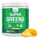 Nested Naturals Super Greens Daily Superfood Powder - Certified USDA Organic Green Powder w/Whole Foods, Spirulina, Wheat & Barley Grass - Probiotics, Fiber & Enzymes - Pineapple Mango, 30 Servings