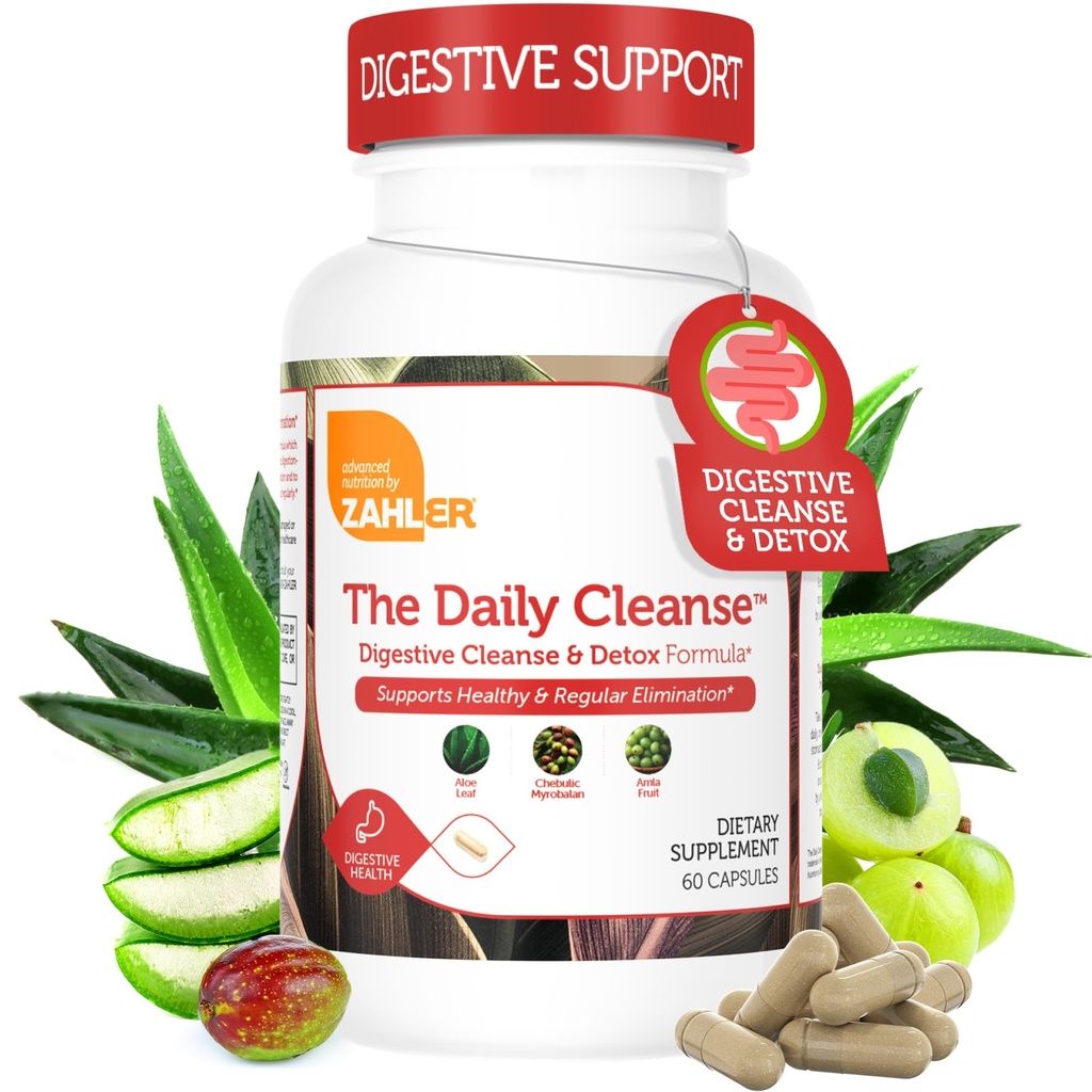 Zahler Daily Cleanse, Digestive Cleanse & Detox Formula, Supports Healthy and Regular Elimination, 60 Capsules.