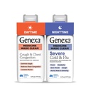 Genexa Daytime Cough & Congestie + Nachtelijke ernstige koude en griep combo Pack, Dye Free, 0% kunstmatige additieven, vloeibare multi-symptoom Hoest, Koud, & griep, biologische bosbessen smaak, 12 fl oz (2 Pack)