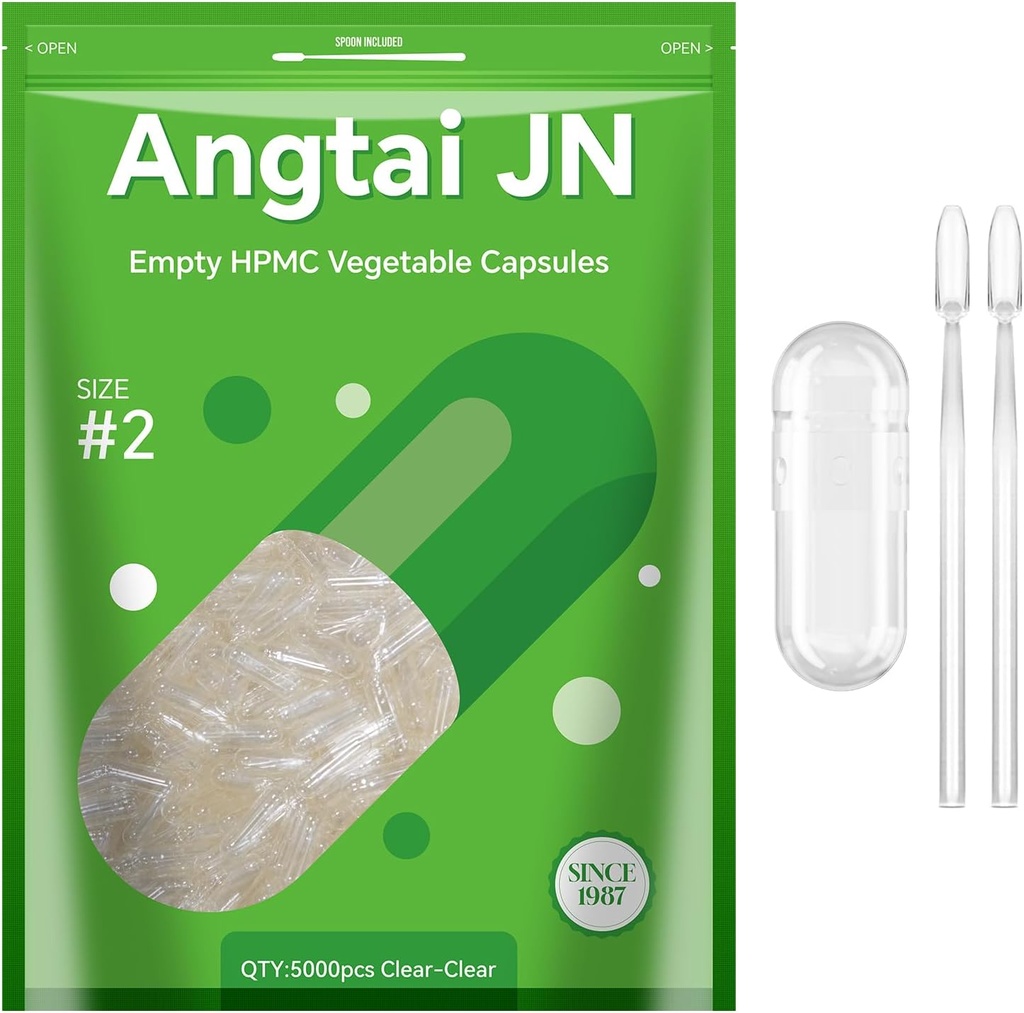 Lege capsules Maat 2 - Vegan Capsules Leeg - Pill Capsules Leeg (5000 Aantal) met 2 Micro Lab Lepels voor Capsule Vulkit - Veggie Capsules Leeg voor DIY uw eigen supplementen