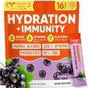 Venture Pal 2-in-1 Hydration Packets + Immune Electrolytes Powder with 7 Electrolytes & 6 Vitamins, Elderberry, Echinacea | Liquid Daily IV Drink Mix For Instant Hydration, Sugar Free, Keto, 16 Sticks