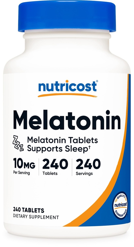 Nutricost Melatonine 10mg, 240 tabletten - 10mg per portie, Non-GMO, Glutenvrij