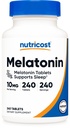 Nutricost Melatonine 10mg, 240 tabletten - 10mg per portie, Non-GMO, Glutenvrij