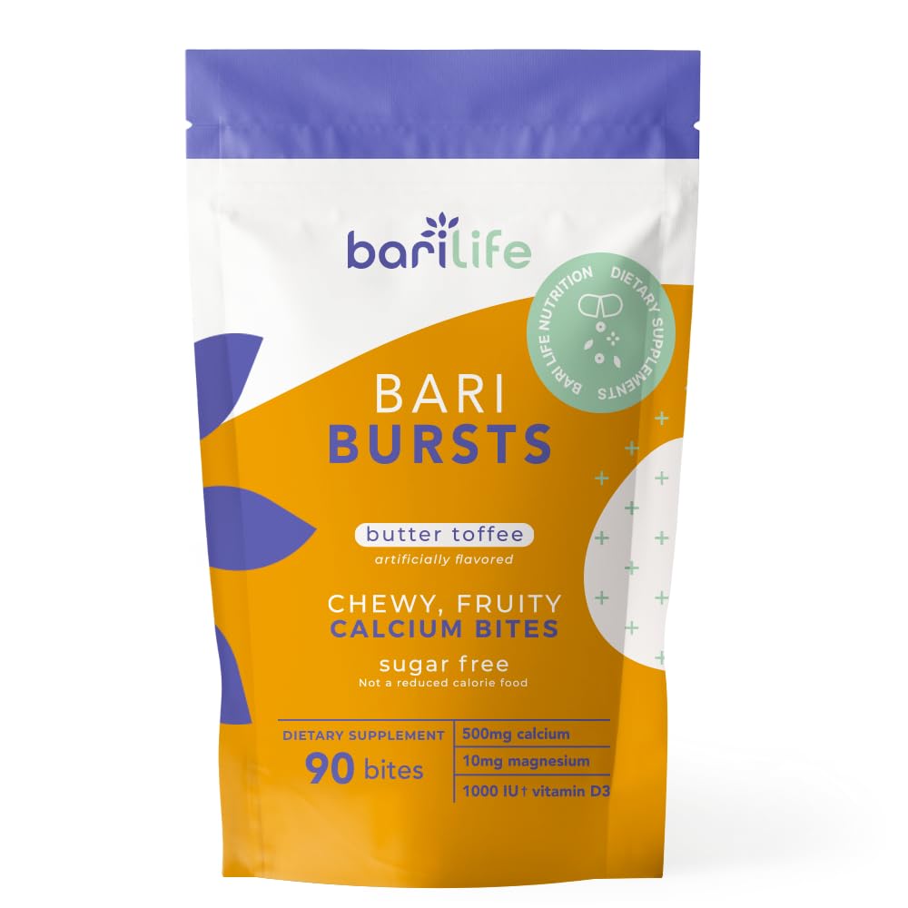 Calcium Citrate Bariatric Calcium Chews with 1000 IU Vitamin D3 - Ideal for Bariatric Patients - BariBurst by Bari Life (Butter Toffee)