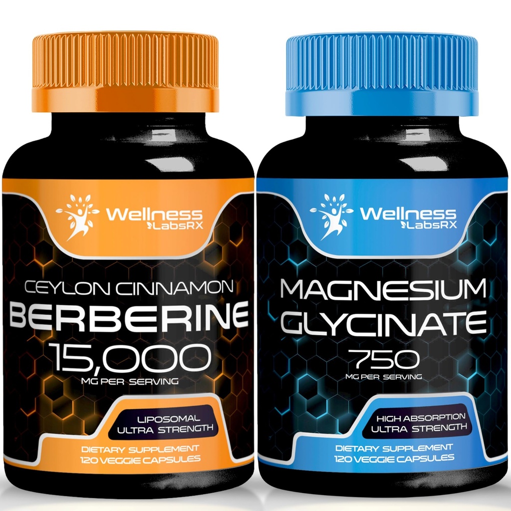 Berberine Supplement 1500mg - Liposomal Berberine met Ceylon Cinnamon │ Magnesium Glycinate Capsules - 750mg - Magnesium Supplement Hoge Absorptie Supplement