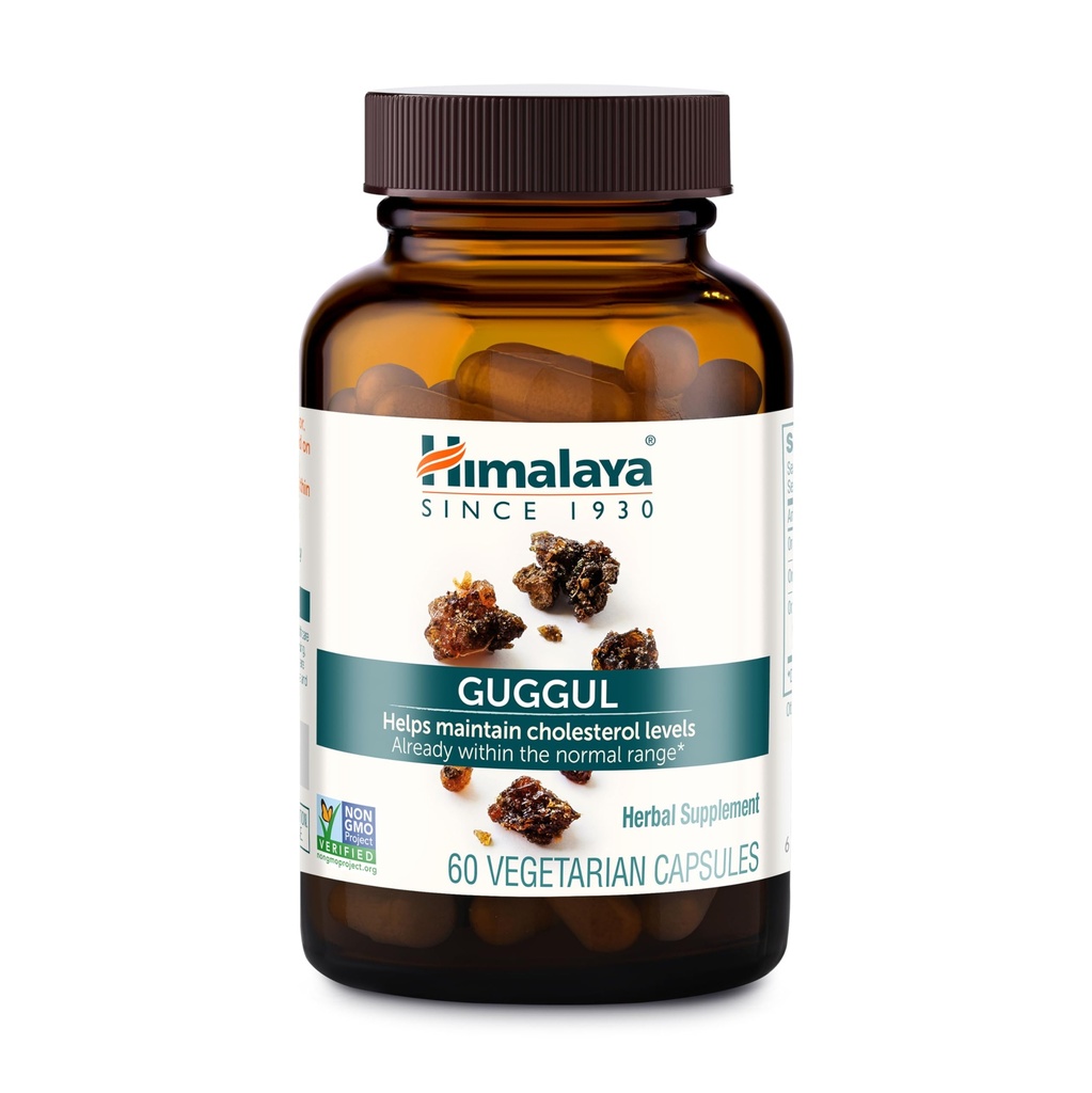 Himalaya Guggul - Herbal Lever Ondersteuning voor lever Detox, Cholesterol, HDL & LDL Ondersteuning - Vegan, Non-GMO, Glutenvrij, 720 mg, 60 capsules