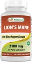 Best Naturals Lions Mane Mushroom Supplement 2100mg - 120 Capsules - Ondersteunt geestelijke helderheid, focus en immuungezondheid - toegevoegd zwarte peper voor maximale absorptie