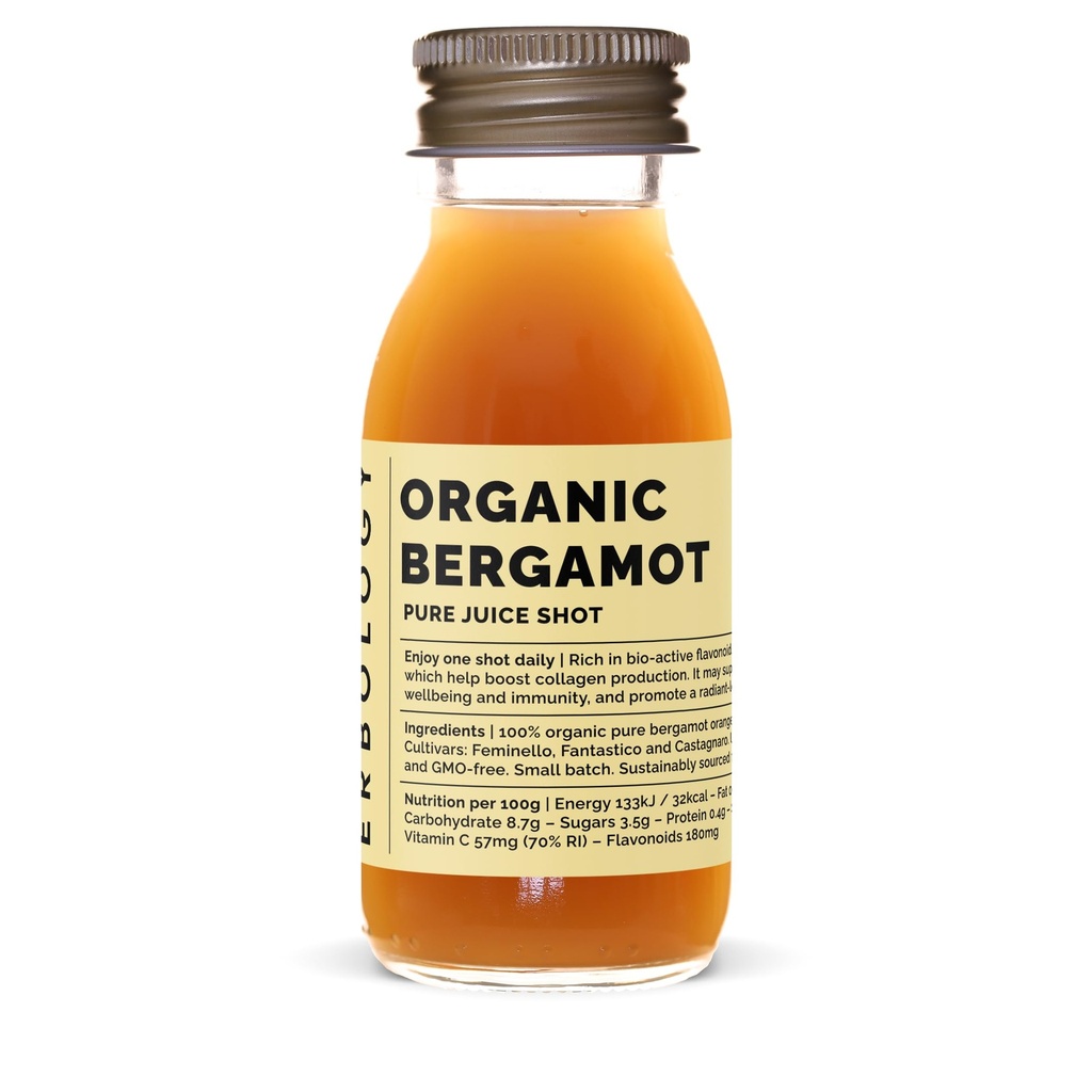 100% Organic Bergamot Juice 12 Daily Shots (60ml) - Supports Immunity and Collagen Production - High in Vitamin C and Bio-active Flavonoids - Straight from Farm in Italy - Undiluted - No Added Sugar
