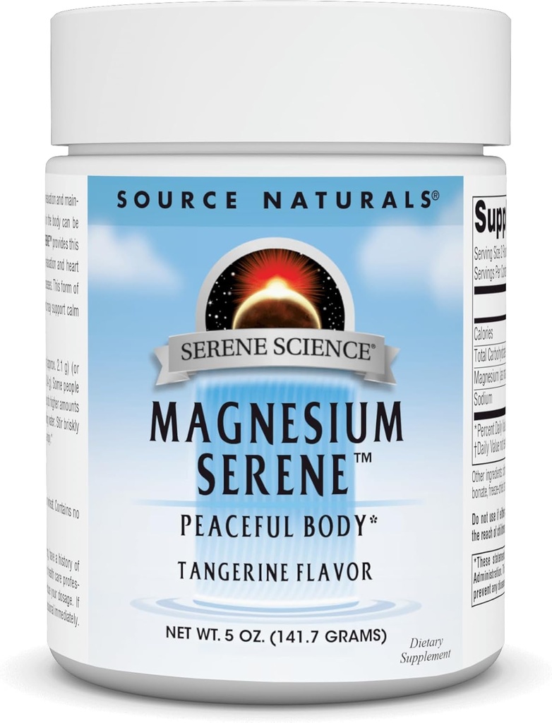 Bron Naturals Serene Science Magnesium Serene, Peaceful Body*, Tangerine Flavored - 5 Ounce Powder