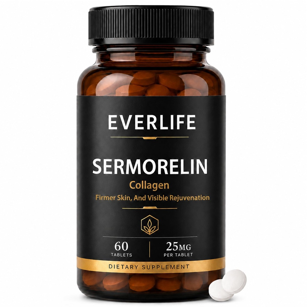 Everlife Sermorelin, Supports Energy, Weight Management, Metabolism, Gluten Free, Non-GMO, 60 Tablets