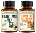 Heren Multivitaminen + Kurkuma Melatonine Valeriaan bundel voor Joint Support and Discomfort Relief, Immune Health & Inflammatory Response