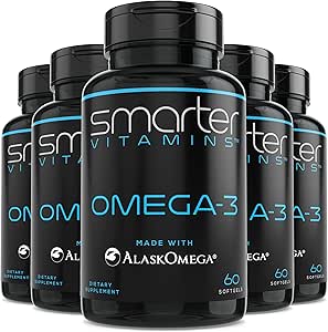 (5 Pack) Slimmere Omega 3 Fish Oil, Berry Flavor, Burpless, Tasteless, 2000mg, Potent Triple Strength DHA EPA Brain Omega-3, Gemaakt met AlaskOmega®